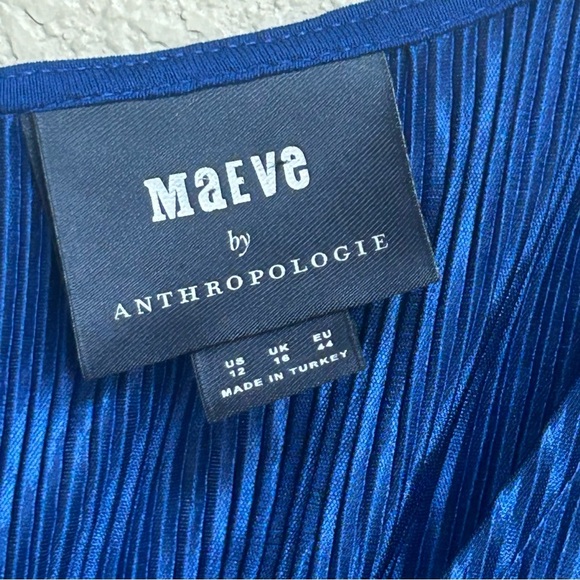 Maeve by Anthropologie Women’s 12 Blue Metallic Pleated Tie-Waist Sonata Romper - Picture 8 of 10